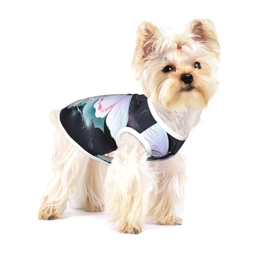 Weiße Schmetterlingsweste für kleine Hunde, Baumwolle, Größe S, atmungsaktiv, weich und bequem, Haustierkleidung für Katzen und Hunde von QHZLY