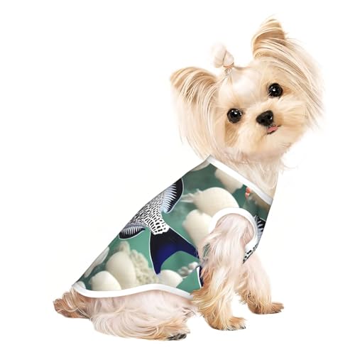 Weißes tropisches Fisch-Haustier-T-Shirt, atmungsaktiv, ärmellos, Größe S für kleine Hunde und Katzen, weich, leicht, stilvoll Weißes tropisches Fisch-Haustier-T-Shirt, atmungsaktiv, ärmellos, Größe S für kleine Hunde und Katzen, weich, leicht, stilvoll von QHZLY
