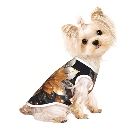 Weißes zartes T-Shirt mit Lotusblüte, atmungsaktiv, ärmellos, Größe S für kleine Hunde und Katzen, weich, leicht, stilvoll Weißes zartes T-Shirt mit Lotusblüte, atmungsaktiv, ärmellos, Größe S für kleine Hunde und Katzen, weich, leicht, stilvoll von QHZLY