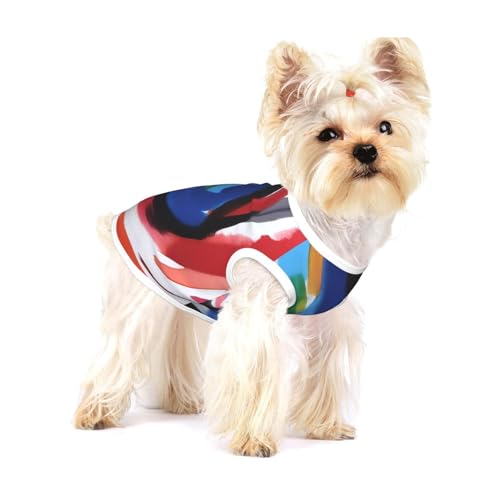 a Brushstrokes Weste für kleine Hunde, Baumwolle, Größe L, atmungsaktiv, weich und bequem, Haustierkleidung für Katzen und Hunde von QHZLY