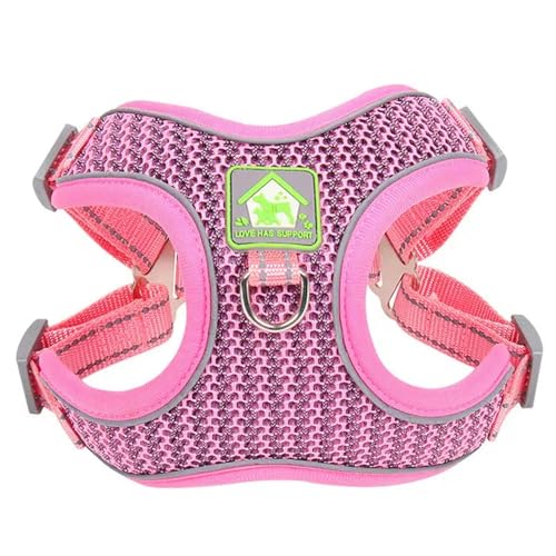QIANDW Hundegeschirr, verstellbares Netzgewebe, atmungsaktiv und bequem, reflektierend, Outdoor-Trainingszubehör für kleine bis mittelgroße Hunde, Rosa, Größe S QIANDW Hundegeschirr, verstellbares Netzgewebe, atmungsaktiv und bequem, reflektierend, Outdoor-Trainingszubehör für kleine bis mittelgroße Hunde, Rosa, Größe S von QIANDW