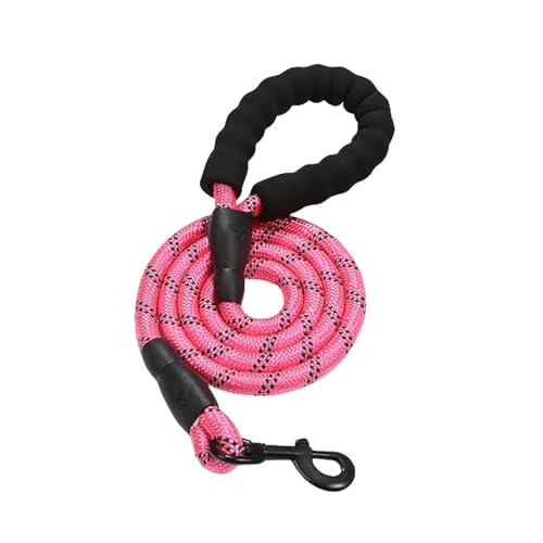 QIANDW Starke Hundeleine, reflektierend, für große Hunde, Training, Laufleine, mittelgroße und große Hundehalsband, starke Leine, Pink, 1,5 m QIANDW Starke Hundeleine, reflektierend, für große Hunde, Training, Laufleine, mittelgroße und große Hundehalsband, starke Leine, Pink, 1,5 m von QIANDW