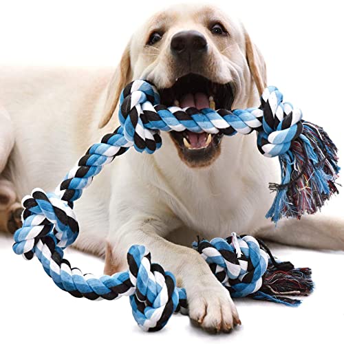 LUXMAY Hundespielzeug unzerstörbare Seil für Starke große Hunde, Hundeseil Spielzeug, 92 cm 5 Knoten, Seil für Aggressive Kauen, Interaktives Seil für mittlere und große Hunderassen von LUXMAY