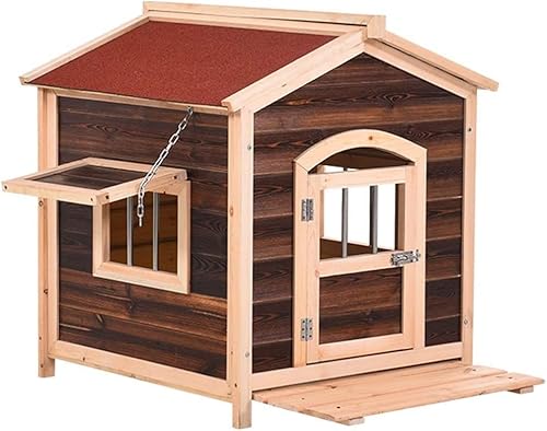 hundehütte Outdoor, Große Hundehütte for Den Außenbereich, Wasserabweisendes Tierheim Mit Fenstern, for Gartenterrasse, Tierheim Im Freien (Size : 65x55x65cm) von QIANMEI