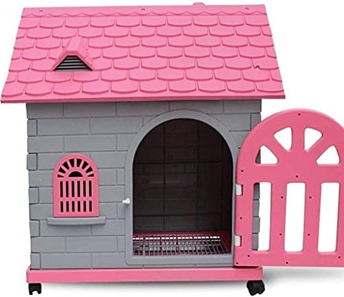 hundehütte Outdoor, Große Hundehütte for Den Außenbereich Mit Toilette, Wetterfeste Hundehütte, wasserdichte Haustierhütte for Hunde Im Freien, Einfach Zu Montieren, Pink von QIANMEI