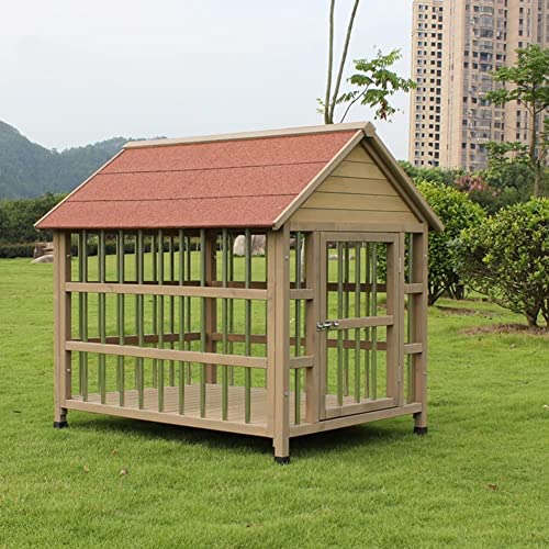 hundehütte Outdoor, Hundehütte Aus Holz, wasserdichte Hundehütte for Drinnen Und Draußen, Wetterfeste Hundehütte Aus Netzstoff Mit Dach, Laufstall for Haustiere Mit Verstellbaren Füßen von QIANMEI