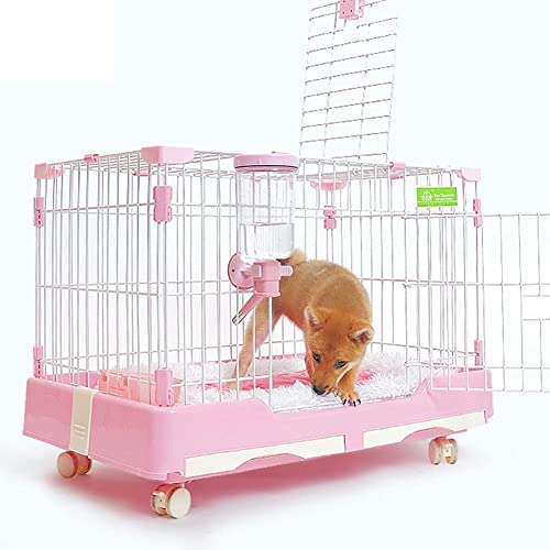 hundehütte Outdoor, Hundehütte Mit Rollen, Tragbare Haustierhütte for Drinnen Und Draußen, Waschbare Und Zusammenklappbare Hundehütte Aus Draht, Mit Aufbewahrungsschublade (Color : Pink, Size : 82* von QIANMEI