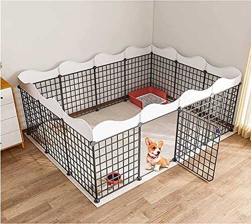 hundehütte Outdoor, Metall-Hundekiste, Haustier-Laufstall, DIY-Tierkäfig Mit Tür, Faltbarer Welpen-Spielstall, for Kaninchen, Kätzchen, Meerschweinchen, Color : 12 Pieces: 1 von QIANMEI