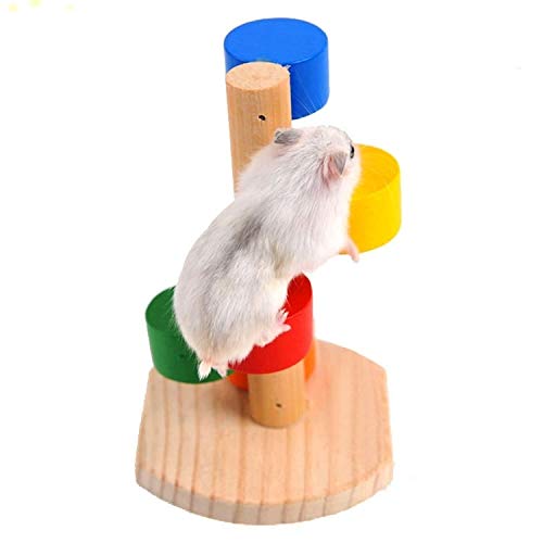 QICHENGBIN Papagei Vogel Spielzeug Hamster Kleintiere Eooden Rotary Ladder Spielzeug Kleintiere, Größe: 9.6x8.5x14 cm, zufällige Farbe Lieferung von QICHENGBIN
