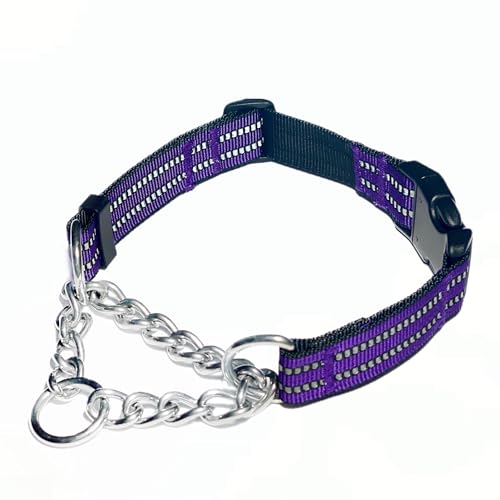 QICHENMAO Martingale Halsbänder für Hunde, robustes Edelstahl-Ketten-Trainingshalsband, reflektierendes Nylon, verstellbares Halsband mit Schnellverschluss-Schnalle, geeignet für Welpen, mittelgroße QICHENMAO Martingale Halsbänder für Hunde, robustes Edelstahl-Ketten-Trainingshalsband, reflektierendes Nylon, verstellbares Halsband mit Schnellverschluss-Schnalle, geeignet für Welpen, mittelgroße von QICHENMAO