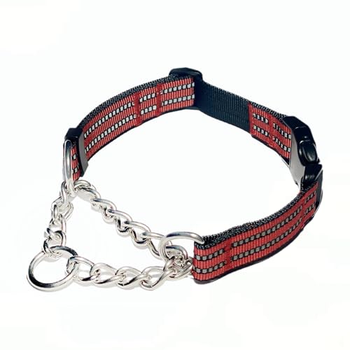 QICHENMAO Martingale Halsbänder für Hunde, robustes Edelstahl-Ketten-Trainingshalsband, reflektierendes Nylon, verstellbares Halsband mit Schnellverschluss-Schnalle, geeignet für Welpen, mittelgroße QICHENMAO Martingale Halsbänder für Hunde, robustes Edelstahl-Ketten-Trainingshalsband, reflektierendes Nylon, verstellbares Halsband mit Schnellverschluss-Schnalle, geeignet für Welpen, mittelgroße von QICHENMAO