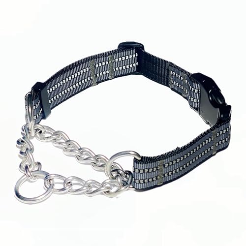 QICHENMAO Martingale Halsbänder für Hunde, robustes Edelstahl-Ketten-Trainingshalsband, reflektierendes Nylon, verstellbares Halsband mit Schnellverschluss-Schnalle, geeignet für Welpen, mittelgroße QICHENMAO Martingale Halsbänder für Hunde, robustes Edelstahl-Ketten-Trainingshalsband, reflektierendes Nylon, verstellbares Halsband mit Schnellverschluss-Schnalle, geeignet für Welpen, mittelgroße von QICHENMAO
