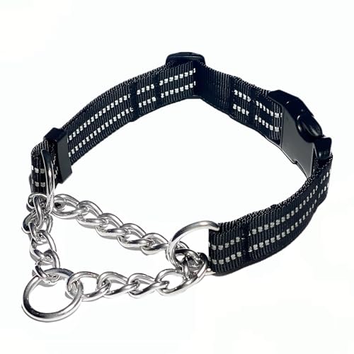 QICHENMAO Martingale Halsbänder für Hunde, robustes Edelstahl-Ketten-Trainingshalsband, reflektierendes Nylon, verstellbares Halsband mit Schnellverschluss-Schnalle, geeignet für Welpen, mittelgroße QICHENMAO Martingale Halsbänder für Hunde, robustes Edelstahl-Ketten-Trainingshalsband, reflektierendes Nylon, verstellbares Halsband mit Schnellverschluss-Schnalle, geeignet für Welpen, mittelgroße von QICHENMAO