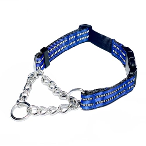 QICHENMAO Martingale Halsbänder für Hunde, robustes Edelstahl-Ketten-Trainingshalsband, reflektierendes Nylon, verstellbares Halsband mit Schnellverschluss-Schnalle, geeignet für Welpen, mittelgroße QICHENMAO Martingale Halsbänder für Hunde, robustes Edelstahl-Ketten-Trainingshalsband, reflektierendes Nylon, verstellbares Halsband mit Schnellverschluss-Schnalle, geeignet für Welpen, mittelgroße von QICHENMAO