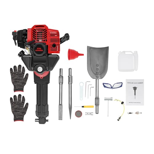 QIERF 52CC Benzinhammer, Abbruchhammer 2-Takt, Multifunktional Benzin-Hacke mit Schaufel Spitzhacke 1900W 6500rpm für Garten, Forstwirtschaft, Garten Farm und Zuhause von QIERF