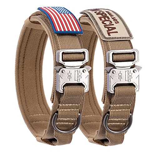 Taktisches Hundehalsband mit USA Amerikanische Flagge - Militär Hundehalsband Dick mit Griff - Heavy Duty Nylon K9 Verstellbare Metallschnalle für Mittlere Große Hunde M L XL Kausicher mit 2 Patches Schwarz Taktisches Hundehalsband mit USA Amerikanische Flagge - Militär Hundehalsband Dick mit Griff - Heavy Duty Nylon K9 Verstellbare Metallschnalle für Mittlere Große Hunde M L XL Kausicher mit 2 Patches Schwarz von QIFBYFB