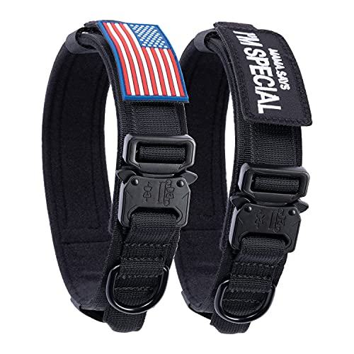 Taktisches Hundehalsband mit USA-amerikanischer Flagge – Militär Hundehalsband dick mit Griff – strapazierfähiges Nylon K9 Halsband verstellbare Metallschnalle für mittelgroße große Hunde M kausicher mit 2 Patches Taktisches Hundehalsband mit USA-amerikanischer Flagge – Militär Hundehalsband dick mit Griff – strapazierfähiges Nylon K9 Halsband verstellbare Metallschnalle für mittelgroße große Hunde M kausicher mit 2 Patches von QIFBYFB