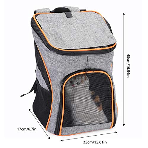 QIFFIY Hunderucksack Haustier-Rucksack Pet Bag Travel Out Tragetasche Faltbare Katze Hund atmungsaktiv Rucksack-Hundefördermaschine-Rucksack-Zubehör Hundetasche (Color : Grau) von QIFFIY