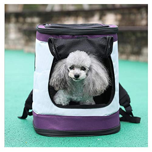 QIFFIY Hunderucksack Outdoor Pet Rucksack Hund Tragetasche Haustier Hund Vordertasche New Out-Doppelt-Schulter-beweglichen Spielraum-Rucksack-Mesh-Rucksack Kopf Hundetasche (Color : Purple) von QIFFIY