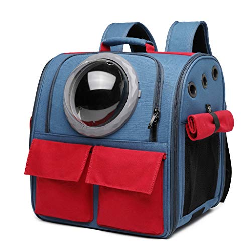 QIFFIY Hunderucksack Qualität Faltbarer Transport Reisen Transportkapsel Tote Schultertasche Hund Katze Rucksack Hundetragetasche Hundetasche (Color : Blue-red) von QIFFIY