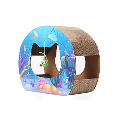 QIFFIY Katzenkratzbaum mit Ozean-Muster, Katzenhaus/Haustierhütte, aus Wellpapier für Haustierspielzeug, Katzenkratzbaum, Haustiermöbel, Katzenkratzer (Größe S: von QIFFIY