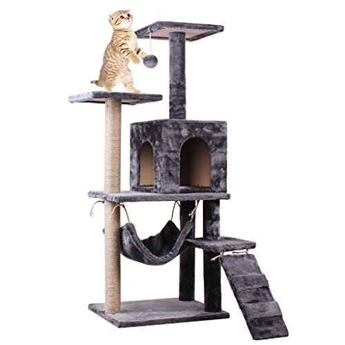 QIFFIY Kratzbaum Cat Nest Haustier-Katzen-Baum Turm Klettern Regal Cat Apartment Spiel Habitat Cat Tower Condo Toy Cat Turm Katzenbaum (Color : Dark Gray) von QIFFIY