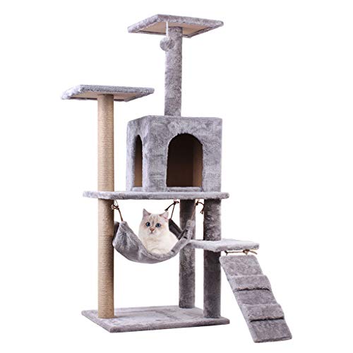 QIFFIY Kratzbaum Cat Nest Haustier-Katzen-Baum Turm Klettern Regal Cat Apartment Spiel Habitat Cat Tower Condo Toy Cat Turm Katzenbaum (Color : Light Gray) von QIFFIY