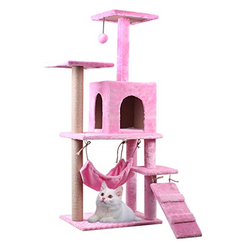 QIFFIY Kratzbaum Cat Nest Haustier-Katzen-Baum Turm Klettern Regal Cat Apartment Spiel Habitat Cat Tower Condo Toy Cat Turm Katzenbaum (Color : Pink) von QIFFIY