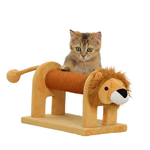 QIFFIY Kratzbaum Cat Scratching Carpet Post, Sisal Pole Post und Carpet Covered Base, Cat Scratcher mit Löwen und Elefanten Katzenbaum (Color : Lion) von QIFFIY