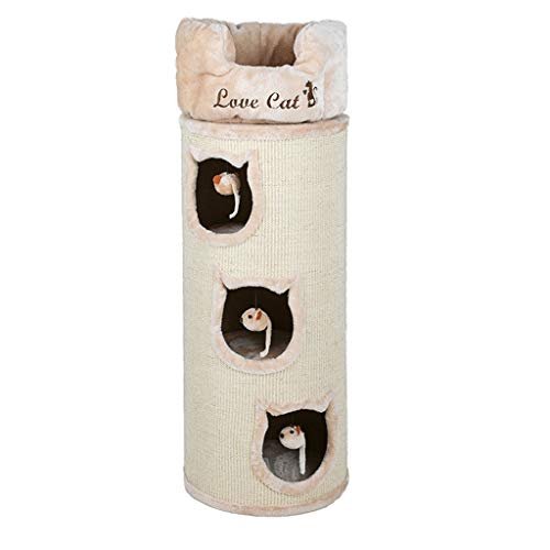 QIFFIY Kratzbaum Kratzbaum Massivholz Sisal Bucket Cat Climbing Postbox Cat Worm Cat Wohnung Katzenspielzeug Cat Turm Cat Nest Katzenbaum (Color : Beige, Größe : Three Layers) von QIFFIY