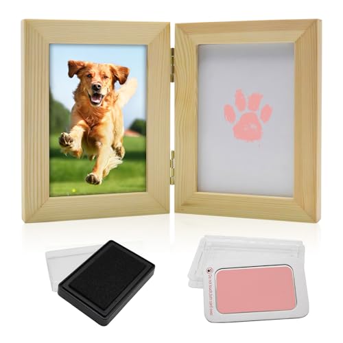 QIGEEKU Pfotenabdruck-Rahmen-Set mit großen, Hunde-/Katzenpfotenabdruck-Set, tintenlose Pfotenabdruck-Stempelkissen für Hunde, Speichern Sie die Fußabdrücke Ihres Haustiers für Immer (Zweifach Rosa) QIGEEKU Pfotenabdruck-Rahmen-Set mit großen, Hunde-/Katzenpfotenabdruck-Set, tintenlose Pfotenabdruck-Stempelkissen für Hunde, Speichern Sie die Fußabdrücke Ihres Haustiers für Immer (Zweifach Rosa) von QIGEEKU