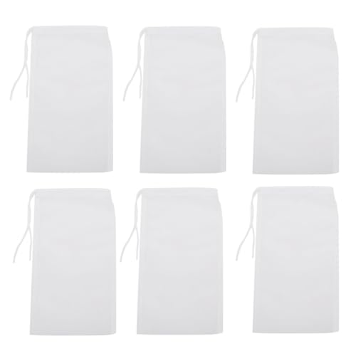 Filterbeutel für Aquarien, 180 Mikron, extra feine Kordelzug-Filterbeutel, wiederverwendbar, Nylon, Medienbeutel für Aquarien, 6 Stück (fein, 8,9 x 21,6 cm) von QIHYCUF