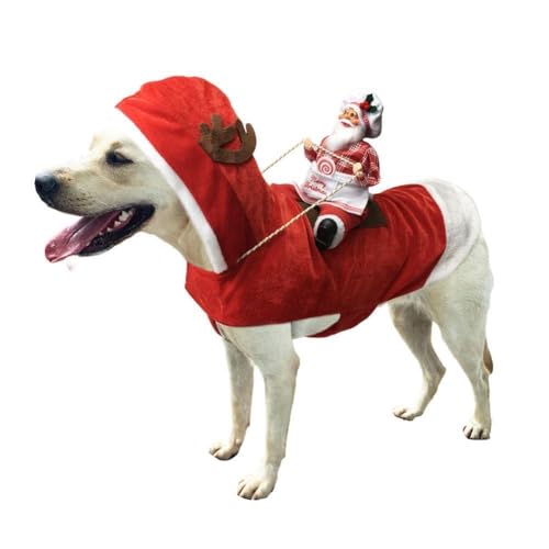 Fun Pet Dog Christmas clothes Santa Claus riding a deer Coat Pets Christmas Dog For Big Costumes Dog Small Dog Apparel von QILTON