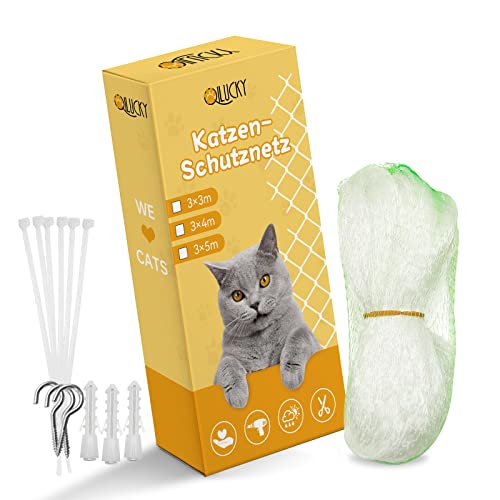 QILUCKY Transparentes Katzenschutznetz Katzennetz für Balkon Ohne Bohren Transparent Können Zuschneidbar ​und Bissfest Balkonnetze für Katzen ​zur Absicherung von Terrasse, Fenster und Türen (4x3m) von QILUCKY