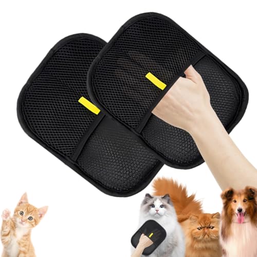 QIMMU 2 Stück Fell Magnet Handschuh,Katzenhandschuh,Fellhandschuhe Katze,Katzen Handschuhe Fellpflege,Katzenhaarentferner Handschuh,Pet Hair Remover Glove für Hund und Katze (2) von QIMMU