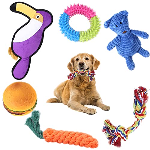 QINGHUAI Beißspielzeug für Hunde,6-teiliges niedliches und lebendiges Hundekauspielzeug-Haustier-Hundespielzeug-Set | Lustiges Hundespielzeug für den Innenbereich, quietschendes Hundespielzeug von QINGHUAI