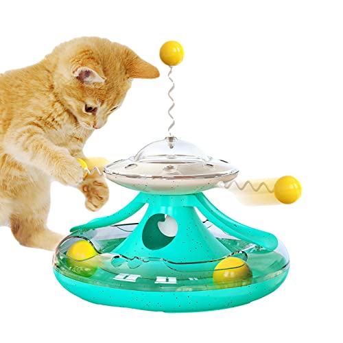 QINGHUAI Roll-Katzenspielzeug für Hauskatzen, 2-in-1-Kugelbahn-Spielzeug- und Katzenleckerli-Spender, Kitten Spinning Ball Interaktives Spielzeug für Indoor-Katzen Slow Feeder für IQ-Training von QINGHUAI