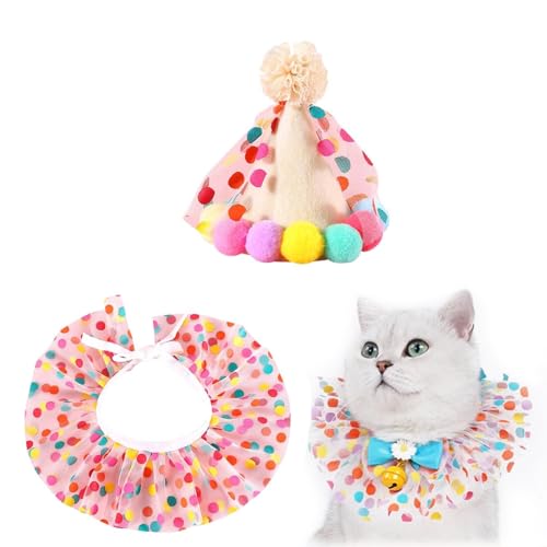 QINGYIWL Katzen-/Hunde-/Prinzessinnen-Kostüme, für Welpen, Katzen, Geburtstagstuch, Schal und Partyhut, niedliches Spitzen-Hunde-Lätzchen, Schal und Geburtstagsmütze, Geburtstagsparty-Dekorationsset QINGYIWL Katzen-/Hunde-/Prinzessinnen-Kostüme, für Welpen, Katzen, Geburtstagstuch, Schal und Partyhut, niedliches Spitzen-Hunde-Lätzchen, Schal und Geburtstagsmütze, Geburtstagsparty-Dekorationsset von QINGYIWL