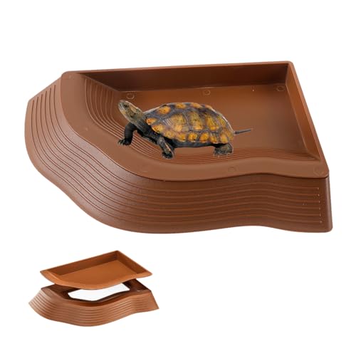 QINGYIWL Schildkröten Wasserschale, Kleine Reptilien Badebecken mit Rampe, Schildkröten Terrarium Zubehör, für Kleine Schildkröten, Geckos und Andere Kleine Reptilien von QINGYIWL