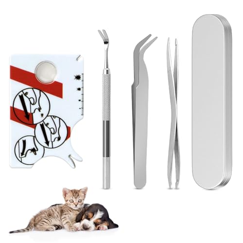 QINGYIWL Zeckenentferner 4er Set, Zeckenzange, Zeckenpinzette, Zeckenhaken und Zeckenkarte für Mensch, Kinder, Hunde, Katze QINGYIWL Zeckenentferner 4er Set, Zeckenzange, Zeckenpinzette, Zeckenhaken und Zeckenkarte für Mensch, Kinder, Hunde, Katze von QINGYIWL