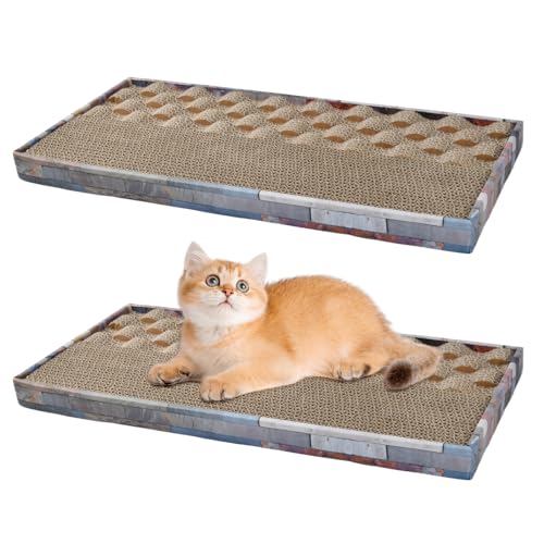 2 pcs Katzen Kratzbrett aus Wellpappe 45X22,5X3CM, Kratzpappe für Katzens, mit Katzenminze, Katzen-Kratzmatte, Katzenkratzmöbel für Wand und Ecke, 2-in-1 Funktion für Kratzen und Ausruhen 2 pcs Katzen Kratzbrett aus Wellpappe 45X22,5X3CM, Kratzpappe für Katzens, mit Katzenminze, Katzen-Kratzmatte, Katzenkratzmöbel für Wand und Ecke, 2-in-1 Funktion für Kratzen und Ausruhen von QINGZY
