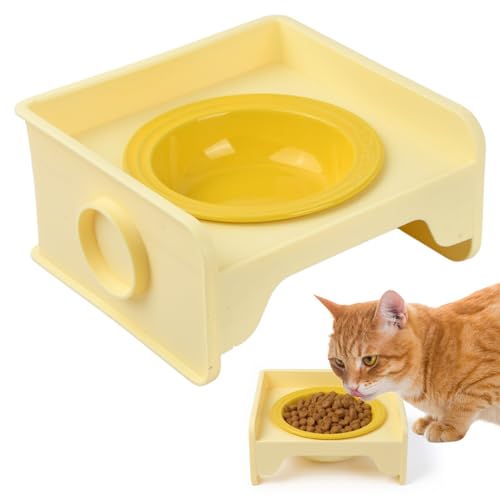 Erhöhter Futternapf Katze & Hundenapf aus Keramik mit Ständer, Futterstation für Katzen & Kleine Hunde, Katzenfutter Napf rutschfest, Fressnapf und Wassernapf von QINGZY