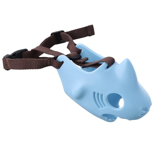 Maulkorb für Hunde, Weicher Korb Hund Maulkorb, Verstellbare Träger Atmungsaktiv Maulkörbe für Kleine, Mittlere und Große Hunde, Verhindert Bellen, Beißen und Kauen (Blau, L) von QINGZY