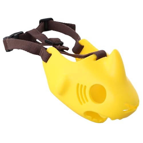 Maulkorb für Hunde, Weicher Korb Hund Maulkorb, Verstellbare Träger Atmungsaktiv Maulkörbe für Kleine, Mittlere und Große Hunde, Verhindert Bellen, Beißen und Kauen (Gelb, L) von QINGZY