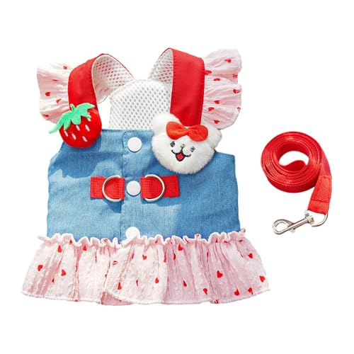 QINZITAO Mädchen- und Katzen-T-Shirt-Kostüm, Strandkleid, Erdbeerweste für Welpen, Hunde und Katzen, Erdbeerkleid QINZITAO Mädchen- und Katzen-T-Shirt-Kostüm, Strandkleid, Erdbeerweste für Welpen, Hunde und Katzen, Erdbeerkleid von QINZITAO