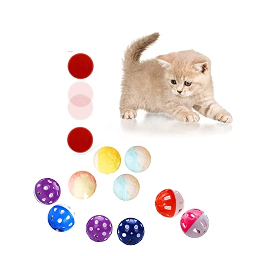 QIODAZOO Katzen Ball, 12PCS Katzenspielzeug Bälle Interaktiv Spielzeug für Kätzchen, Katzen Spielzeug Glöckchenball Plüschball, Zufällige Farbe von QIODAZOO