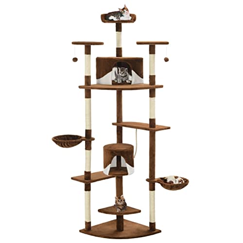QIONGHA Katzen-Kratzbaum, Katzenzubehöhr, Kratzbaum Für Katzen, Katze Baum, Katzenkratzbaum, Katzenturm, Katzenmöbel, mit Sisal-Kratzsäulen 203 cm Braun und Weiß QIONGHA Katzen-Kratzbaum, Katzenzubehöhr, Kratzbaum Für Katzen, Katze Baum, Katzenkratzbaum, Katzenturm, Katzenmöbel, mit Sisal-Kratzsäulen 203 cm Braun und Weiß von QIONGHA