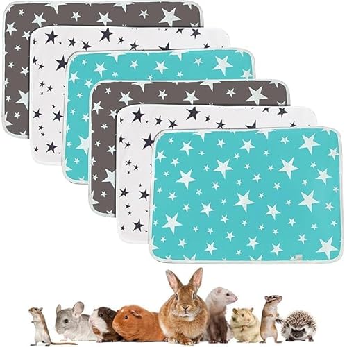 6 Stück Saugfähige MeerschweinchenKäfig Einlagen 35 * 45cm, Wiederverwendbare PIPI Pads Waschbare Urin, Waschbar und super saugfähige Unterlagen, Kleintiermatten für Kaninchen, Hamster, Welpen von QITIXI:OU