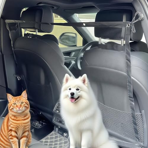 QIUMING Hundegitter Auto Auto Schutznetz Barriere Trennnetz Kofferraum trenngitter Hundeauto-Barriere mit verstellbarem Seil und Haken für SUV, Limousine und Kombi (schwarz, 75 x 115 cm) von QIUMING