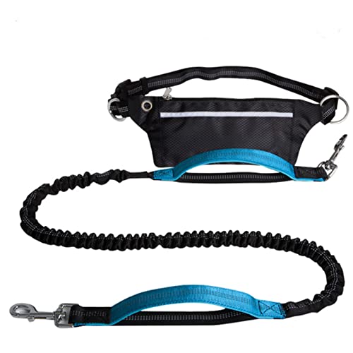 QIUYMGFG Hundeleine Verstellbare Führleine Freihändige Hundeleine mit Gürteltasche Reflektierende Jogginghunde Traktionsseil Ausziehbarer Bungee-Hund(Blue) von QIUYMGFG